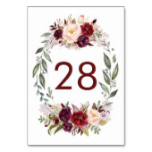 Bourgondië Rood Bloemstuk Tafel Nummer Kaarten (Voorkant)