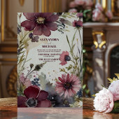 Bourgondië rood blos groen bruiloft kaart