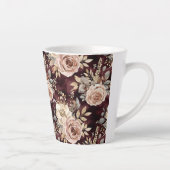 Bourgondië Rood Blush Bloemen Bruiloft Latte Mok (Rechts)