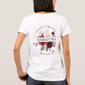 Bourgondië Rood Blush Roze Bloemen Bruidsmeisje T-shirt (Achterkant)