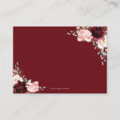 Bourgondië rood blush roze bloemenbruiloft details informatiekaartje (Achterkant)
