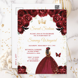 Bourgondië Rood Bruine Haren Prinses Sweet Sixteen Briefkaart