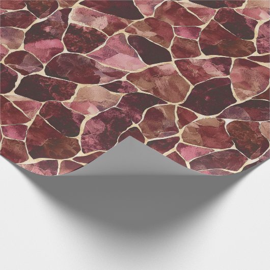 Bourgondië Rood Chic Abstract Bruidsuitnodiging Cadeaupapier (Hoek)