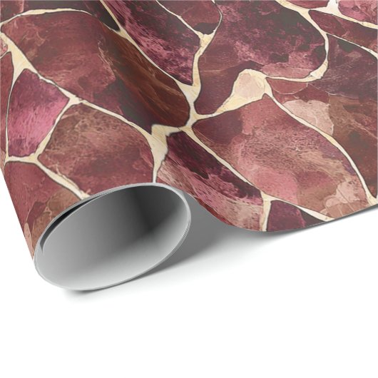 Bourgondië Rood Chic Abstract Bruidsuitnodiging Cadeaupapier (Rol Hoek)