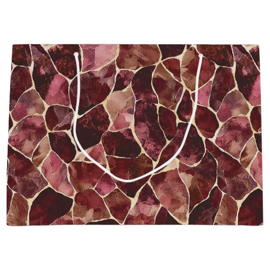 Bourgondië Rood Chic Abstract Bruiloft Borrel Groot Cadeauzakje (Voorkant)