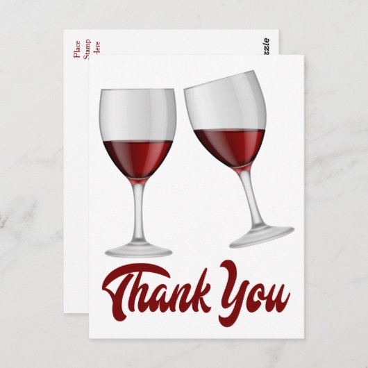 Bourgondië rood dank u wijn / champagneglazen briefkaart (Voorkant / Achterkant)