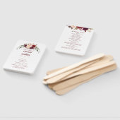 Bourgondië rood Elegant Bloemen bruiloft programma Handwaaier (Niet-gemonteerd)