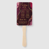 Bourgondië Rood en Goud Agaat Huwelijksprogramma Handwaaier (Achterkant)