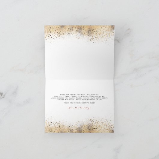 Bourgondië Rood en Goud Bloemen Baby shower Dank u Bedankkaart (Binnen)