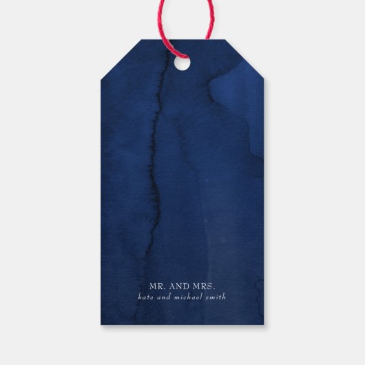 Bourgondië rood en marine blauw bruiloft dank u cadeaulabel (Achterkant)