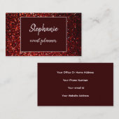 Bourgondië rood glitter wit professionele luxe visitekaartje (Voorkant / Achterkant)