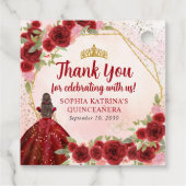 Bourgondië Rood Goud Bloemen Prinses Kroon Dank u Bedankjes Labels (Achterkant)