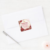 Bourgondië Rood Goud Bloemen Prinses Kroon Dank u Vierkante Sticker (Envelop)