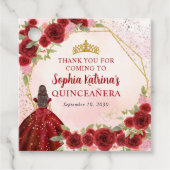 Bourgondië Rood Goud Bloemen Prinses Tiara Dank u Bedankjes Labels (Voorkant)