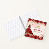 Bourgondië Rood Goud Bloemen Quinceañera Gastenboe Notitieboek (Binnen)