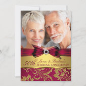 Bourgondië Rood Goud Foto 50ste Huwelijksverjaarda Kaart (Voorkant)