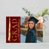 Bourgondië rood goud kwastje Afstudeerder partij a Folie Feestdagenkaart (Staand Voorkant)