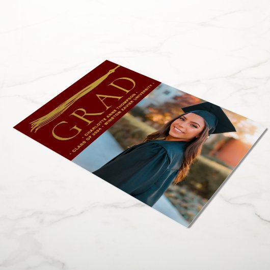 Bourgondië rood goud kwastje Afstudeerder partij a Folie Feestdagenkaart (Gedraaid)