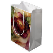 Bourgondië Rood Gouden Roos Bloemige Bruids Shower Medium Cadeauzakje (Achterkant Gekanteld)