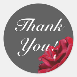 Bourgondië rood grijs bloemig dank u ronde Sticker