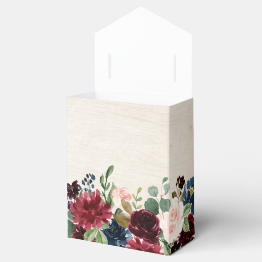 Bourgondië Rood Marine Bloemig Rustieke Boho Bruil Bedankdoosjes (Geopend)