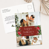 Bourgondië rood moderne botanische 3 foto vakantie briefkaart