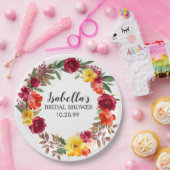 Bourgondië Rood Oranje Geel Bloem Bruiloft Feest Papieren Bordje (Feest)