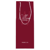 Bourgondië rood script gepersonaliseerde groomsman wijn cadeautas (Voorkant)