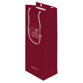 Bourgondië rood script gepersonaliseerde groomsman wijn cadeautas (Voorkant Gekanteld)