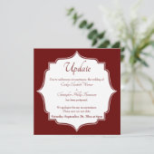 Bourgondië rood uitgesteld bruiloft update aankond kaart (Staand voorkant)