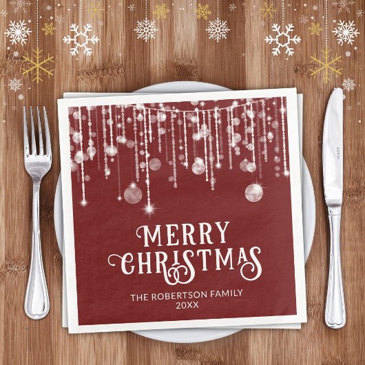 Bourgondië rood wit string lichten kerstfeest servet