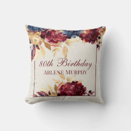 Bourgondië Roos en marine 80ste verjaardag Kussen