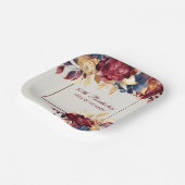 Bourgondië Roos en marine 80ste verjaardag Papieren Bordje (Gebogen)