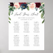 Bourgondië Roos Floral Vind uw zitplaatskaart Poster (Voorkant)