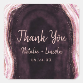 Bourgondië & Roos Gold Geode Agaat Bruiloft Dank u Vierkante Sticker