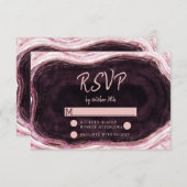 Bourgondië & Roos Gold Geode bruiloft RSVP Reactie (Voorkant / Achterkant)