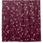 Bourgondië & Roos Gold Splatter Moderne Abstracte  Douchegordijn (Voorkant)