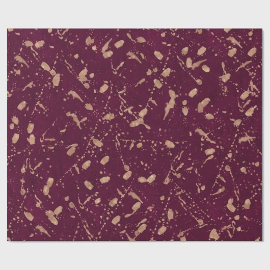 Bourgondië Roos Gold Splatter Moderne Abstracte Pa Cadeaupapier (Vlak)