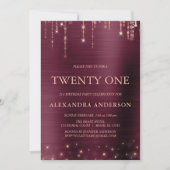 Bourgondië Roos Gold Twenty One 21st Verjaardagsfe Kaart (Voorkant)