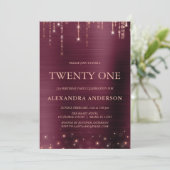 Bourgondië Roos Gold Twenty One 21st Verjaardagsfe Kaart (Staand voorkant)