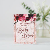 Bourgondië & Roos Gold wordt mijn bruidsmeisje Kaart (Staand voorkant)