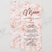 Bourgondië & Roos Goud Marmerde Modern Wedding Men Menu (Voorkant / Achterkant)
