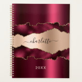 Bourgondië roos gouden agaat marmeren naam 2026 planner (Voorkant)