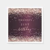 Bourgondië roos gouden naam script verjaardag servet (Voorkant)