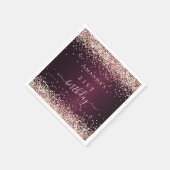 Bourgondië roos gouden naam script verjaardag servet (Hoek)