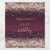 Bourgondië roos gouden naam script verjaardag wijn etiket (Enkel label)