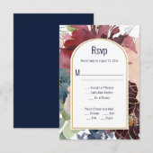 Bourgondië, Roos, Navy Gold Arch RSVP Kaartje (Voorkant / Achterkant)