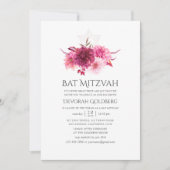 Bourgondië & Roze Aquarel Bloemrijke Herfst Bar Mi Kaart (Voorkant)