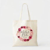 Bourgondië & Roze Bloemen Krans Moeder van de Brui Tote Bag (Voorkant)