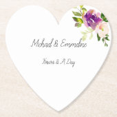 Bourgondië roze bloemenbruiloft kartonnen onderzetters (Voorkant)